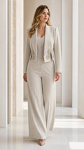 Conjunto de blazer corto y pantalón ancho