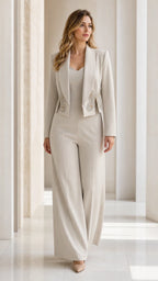 Conjunto de blazer corto y pantalón ancho