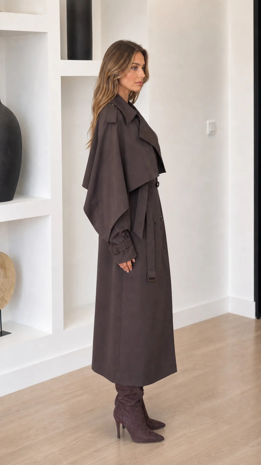 Gabardina larga con cinturón