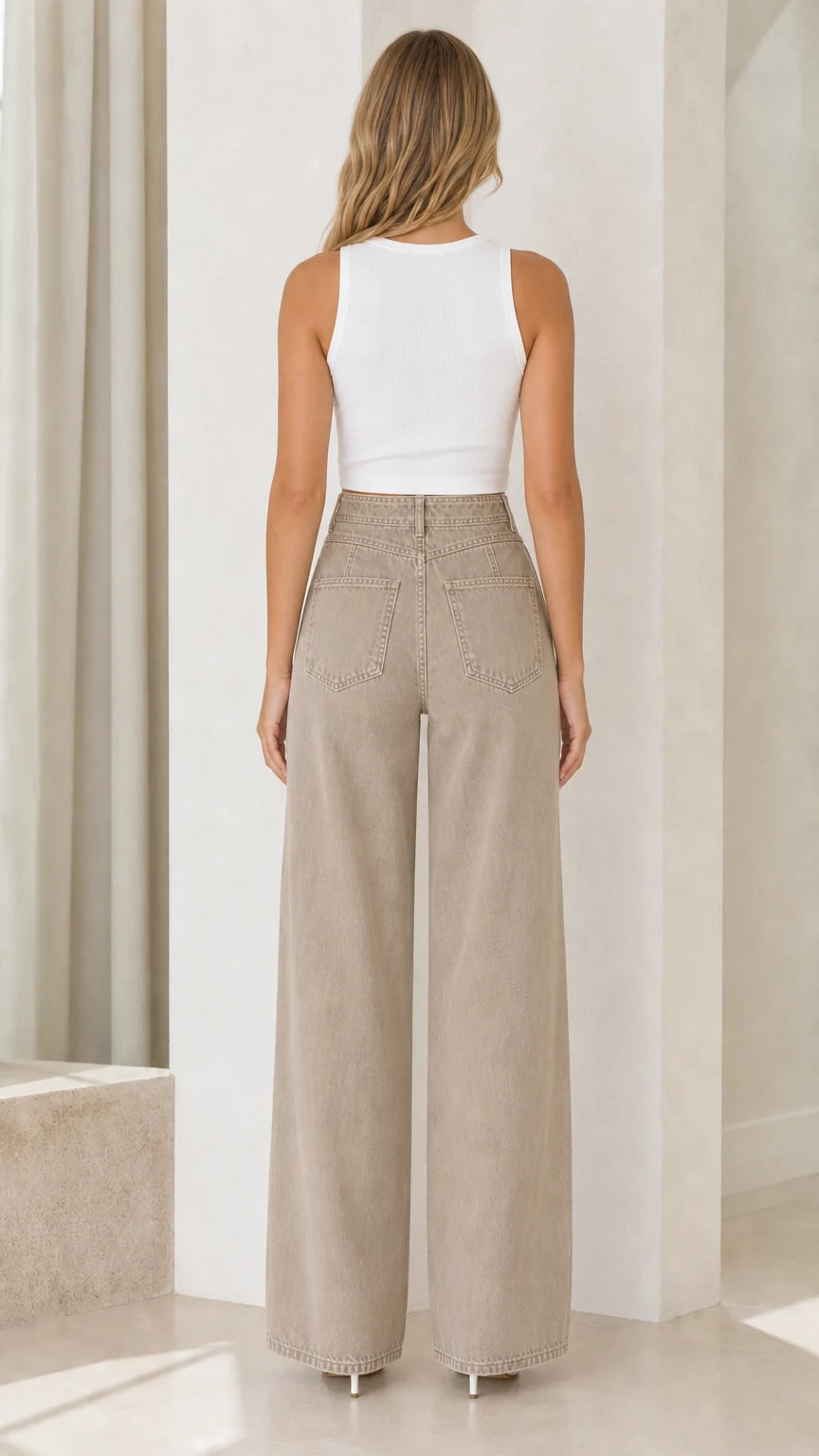 Pantalón vaquero de pierna ancha y cintura alta