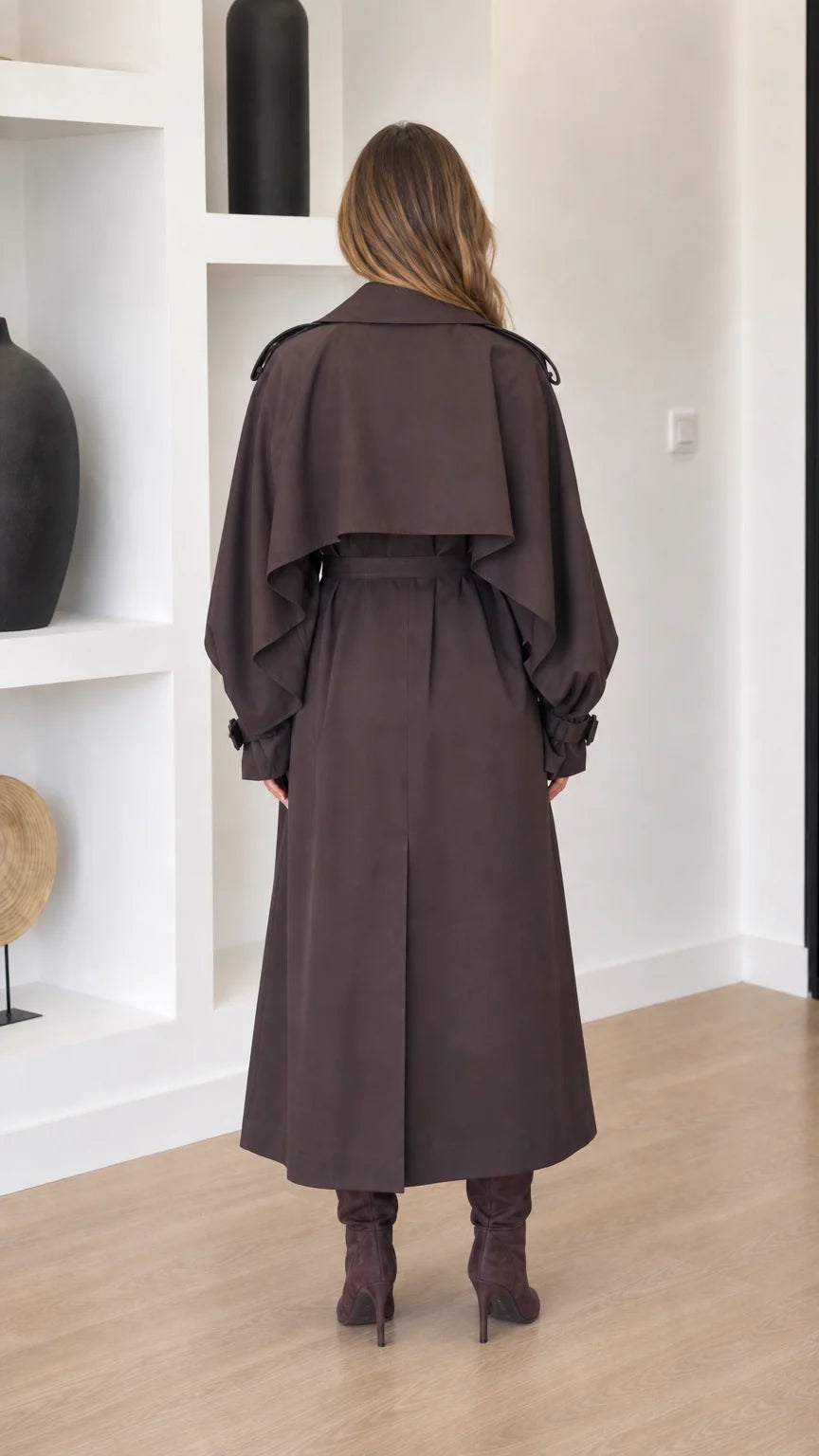 Gabardina larga con cinturón