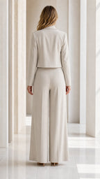 Conjunto de blazer corto y pantalón ancho