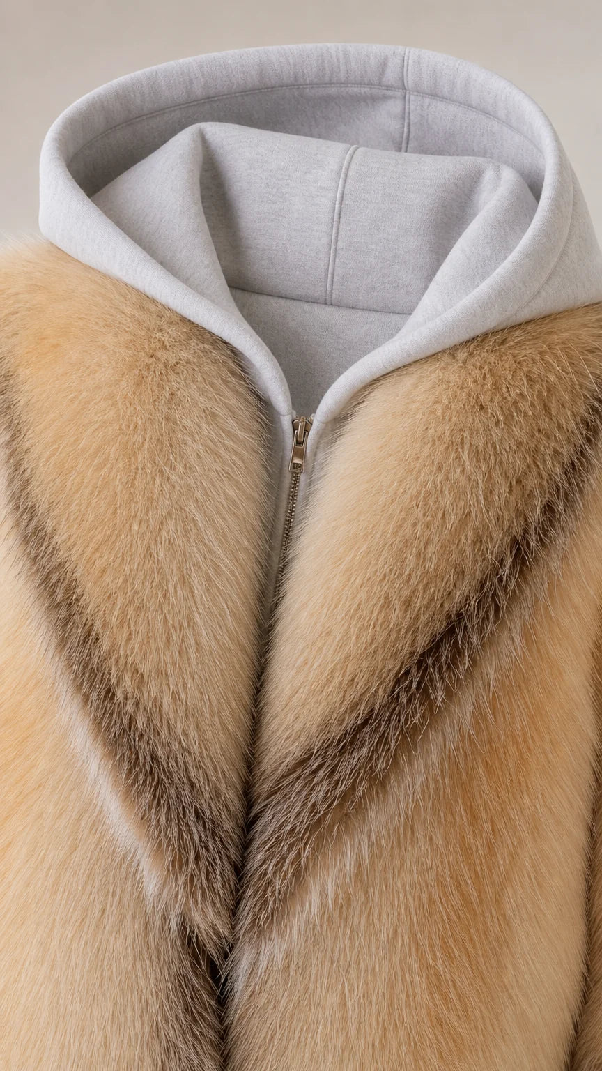 Chaqueta corta de pelo sintético con capucha