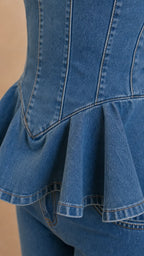 Conjunto vaquero corsé y pantalón ancho