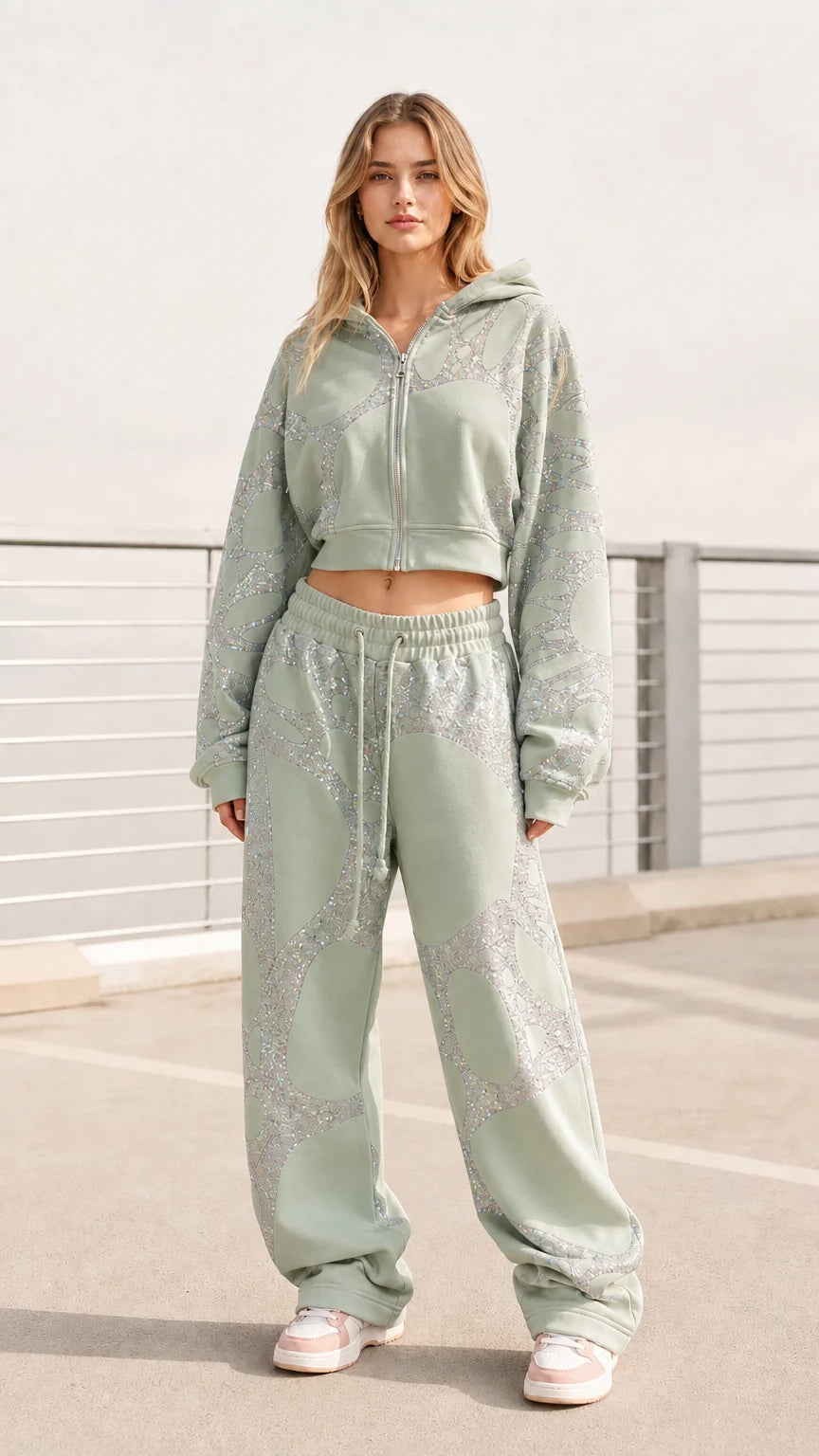 Conjunto de chándal con perlas