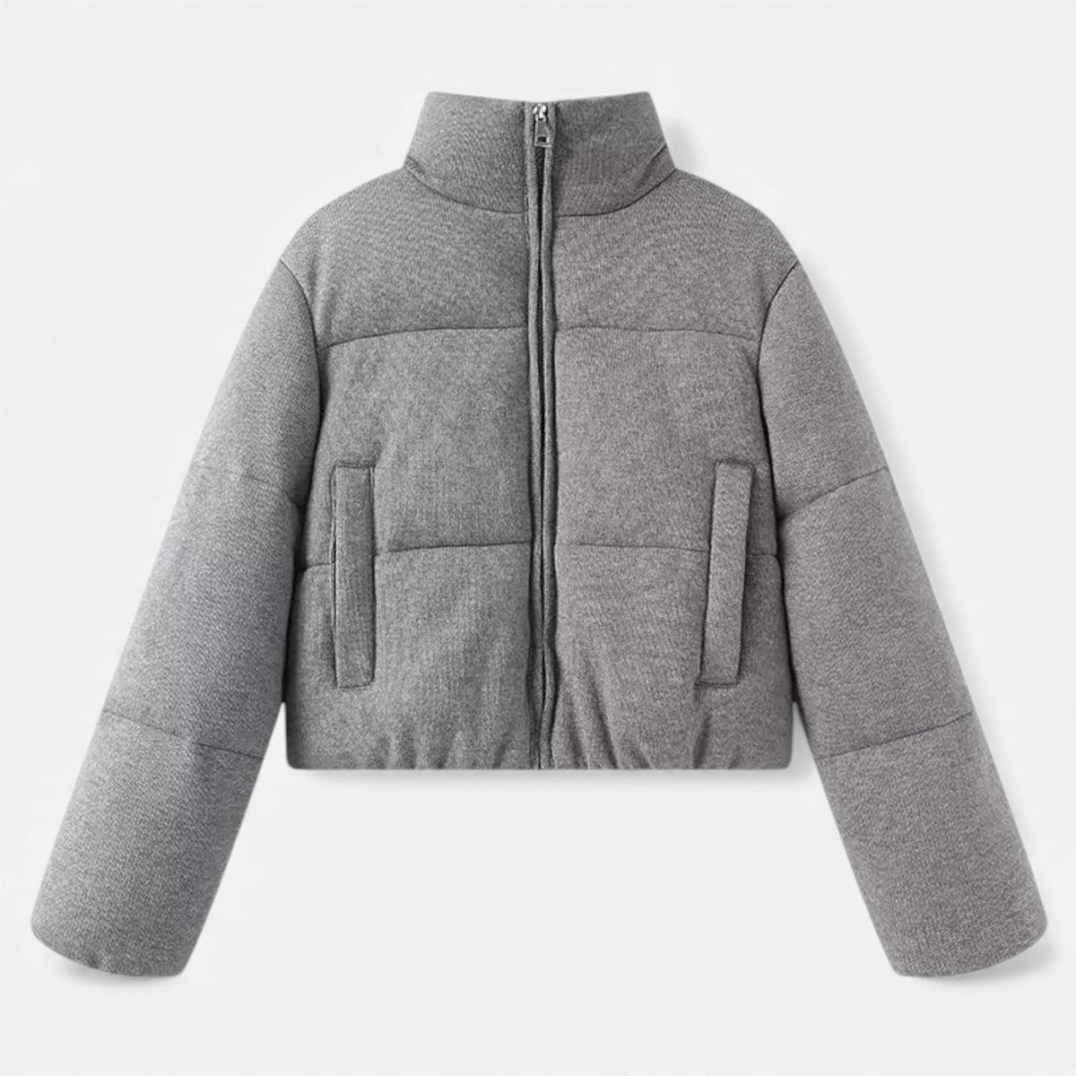 Chaqueta acolchada corta con cuello alto y cierre de cremallera