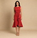 Vestido Midi Crepé Sin Mangas Lazo Lateral