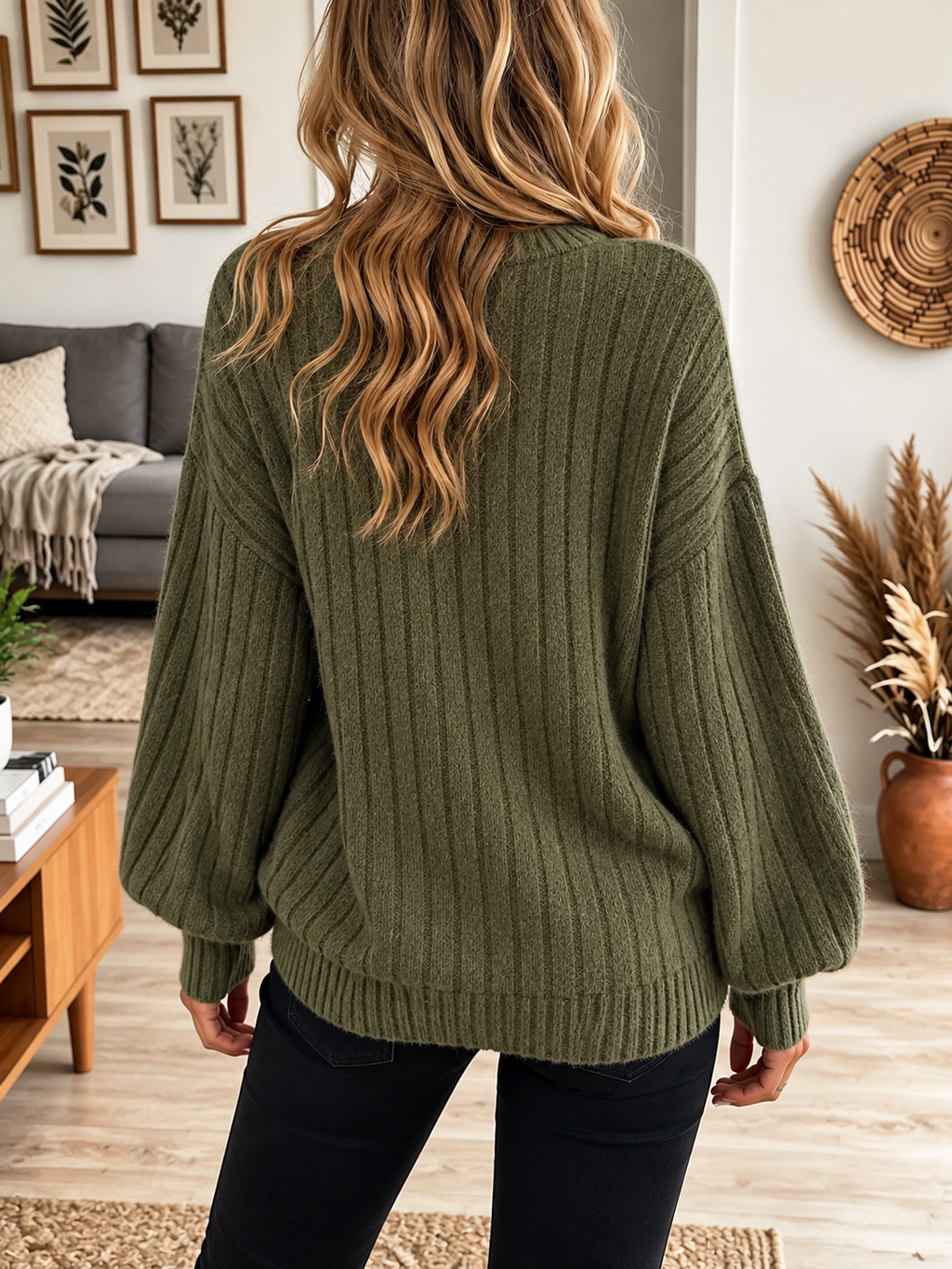 Jersey oversize de punto con mangas farol