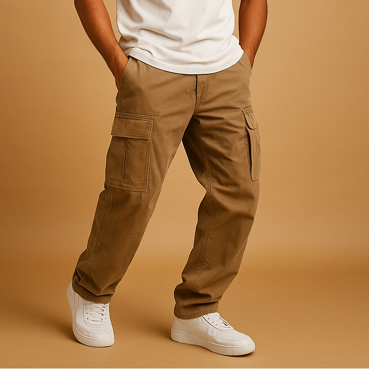 Pantalones cargo jogger de hombre con bolsillos.