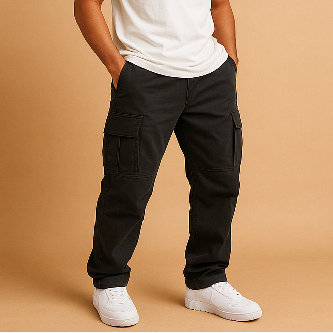 Pantalones cargo jogger de hombre con bolsillos.