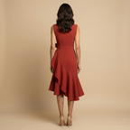 Vestido Midi Crepé Sin Mangas Lazo Lateral