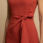 Vestido Midi Crepé Sin Mangas Lazo Lateral