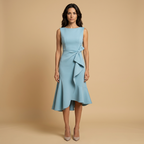 Vestido Midi Crepé Sin Mangas Lazo Lateral
