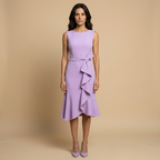 Vestido Midi Crepé Sin Mangas Lazo Lateral