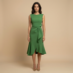 Vestido Midi Crepé Sin Mangas Lazo Lateral