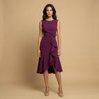 Vestido Midi Crepé Sin Mangas Lazo Lateral