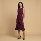 Vestido Midi Crepé Sin Mangas Lazo Lateral