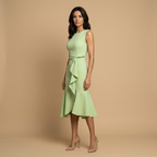 Vestido Midi Crepé Sin Mangas Lazo Lateral