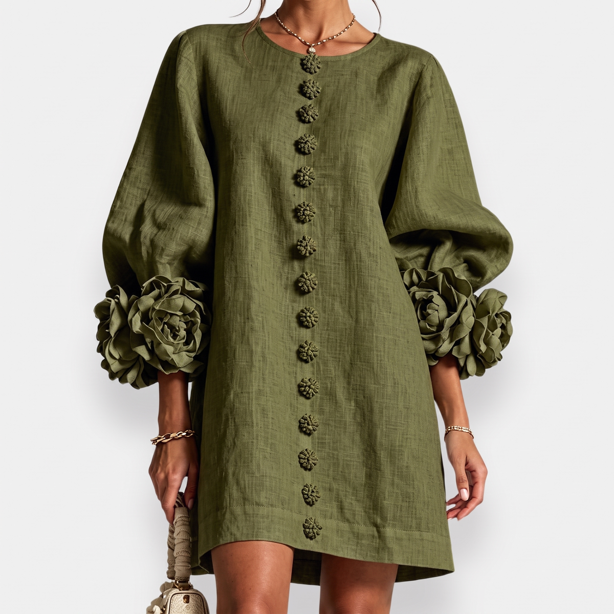 Vestido con estampado floral en relieve