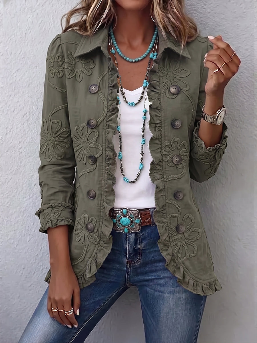 Chaqueta de estilo boho-chic con bordados florales