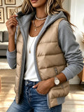Abrigo casual con capucha y diseño patchwork