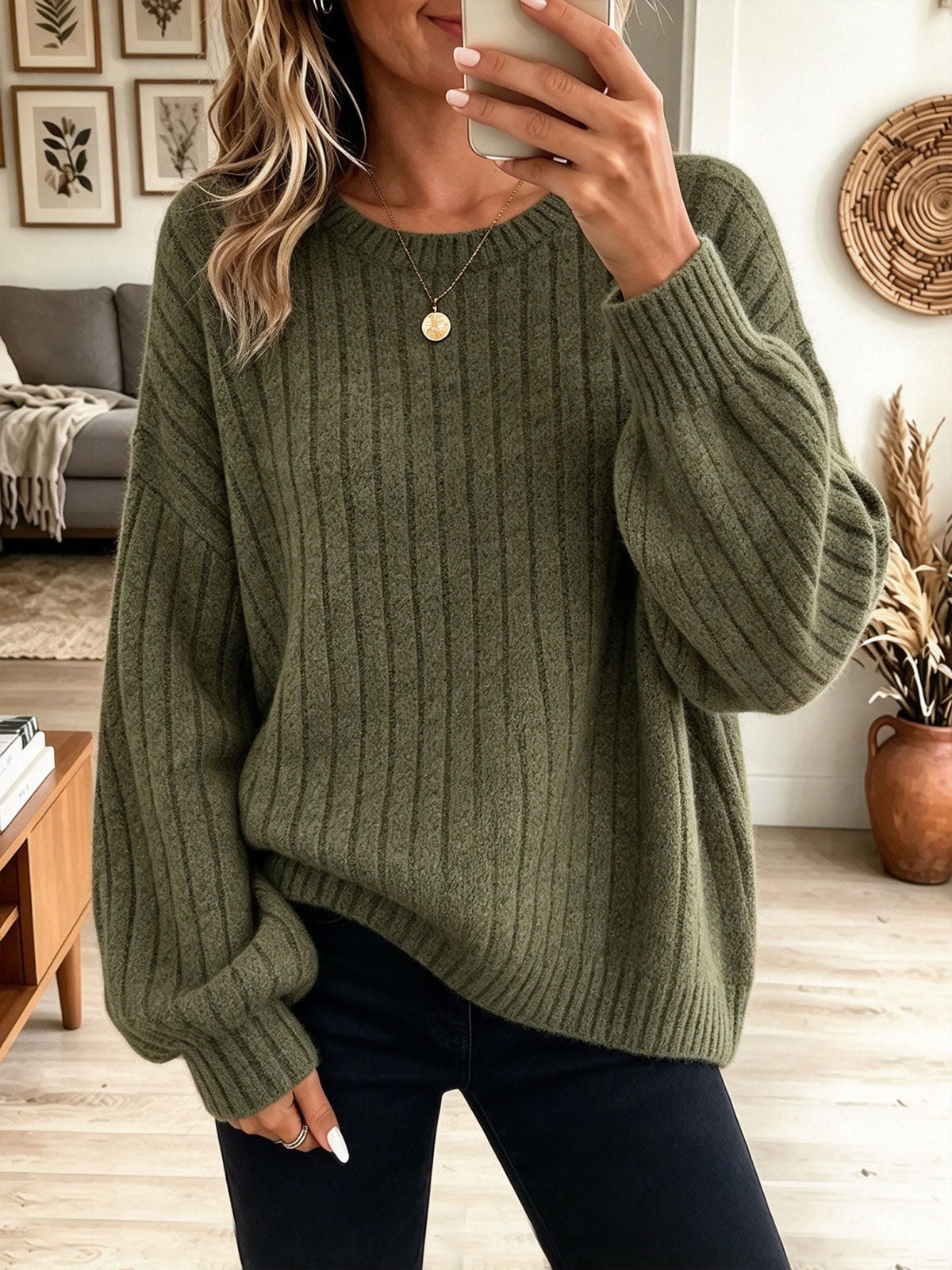Jersey oversize de punto con mangas farol