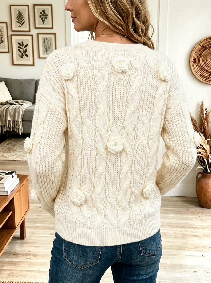 Jersey de punto con flores 3D