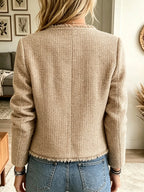 Chaqueta de tweed con flecos