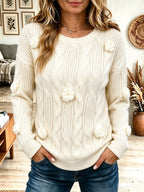 Jersey de punto con flores 3D