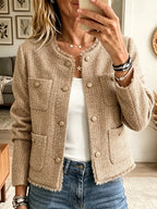 Chaqueta de tweed con flecos