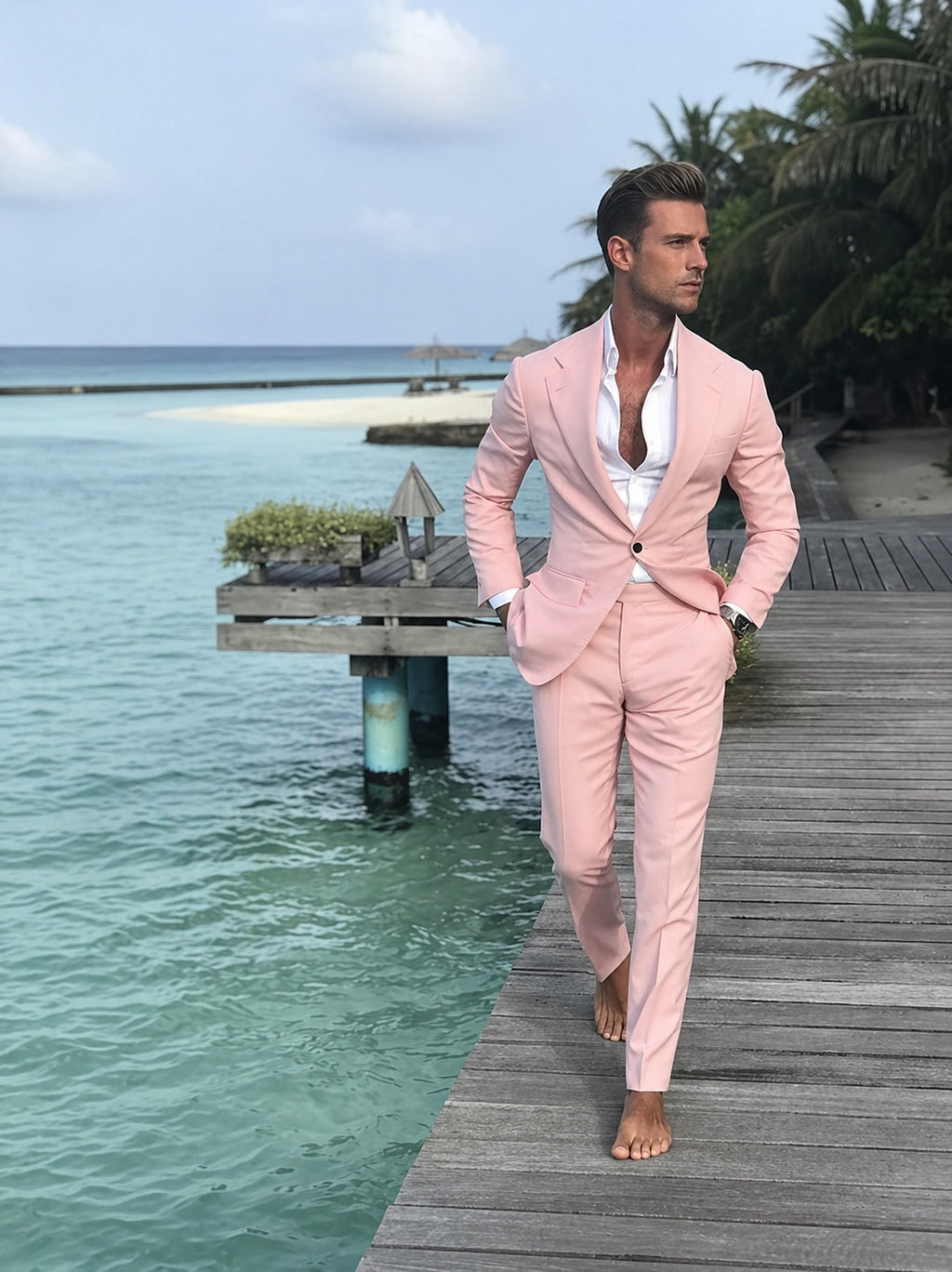 Traje de hombre con chaqueta y pantalón a juego.