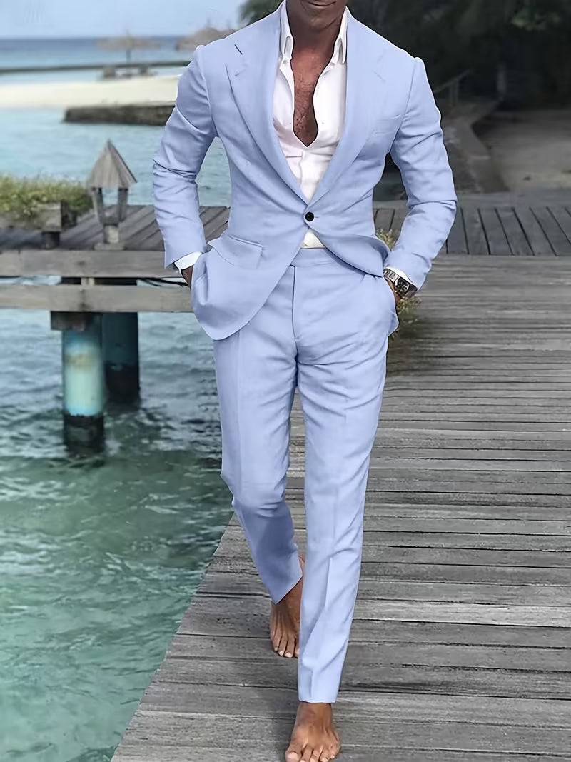 Traje de hombre con chaqueta y pantalón a juego.